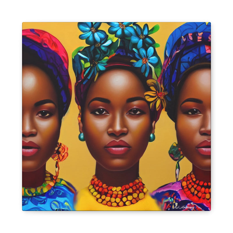 Beautiful Black Sisters Art,  Black Queens Canvas Design Wall Art, Classic Canvas, Podcast Decor, Ai Art, Midjourney Canvas Art