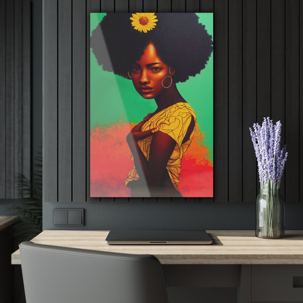 This Piece titled "As I am" Portrays an African American woman, who is living in her existence, her posture is imperfect  but her stare is direct and stern as she grasp her heart, The colors used to reflect my Caribbean heritage and represents her Vibrational energy.  